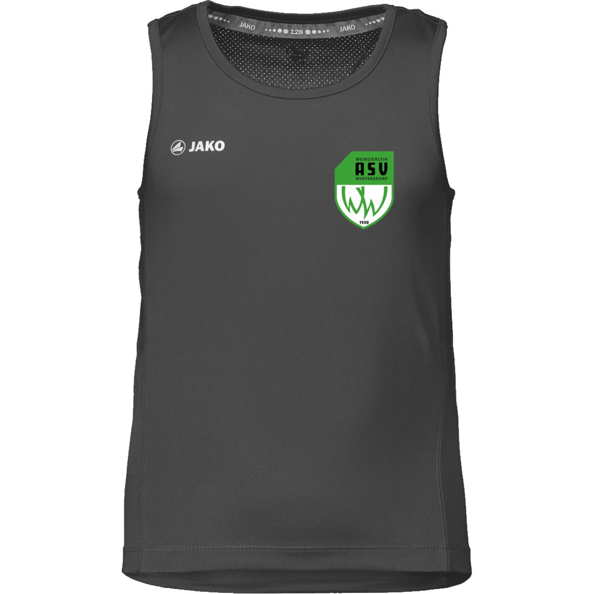 6075K-Kids-Tank – ASV-Wappen herzseitig Schwarz Vorderseite