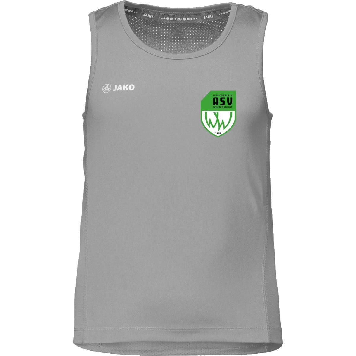 6075K-Kids-Tank – ASV-Wappen herzseitig Steingrau Vorderseite