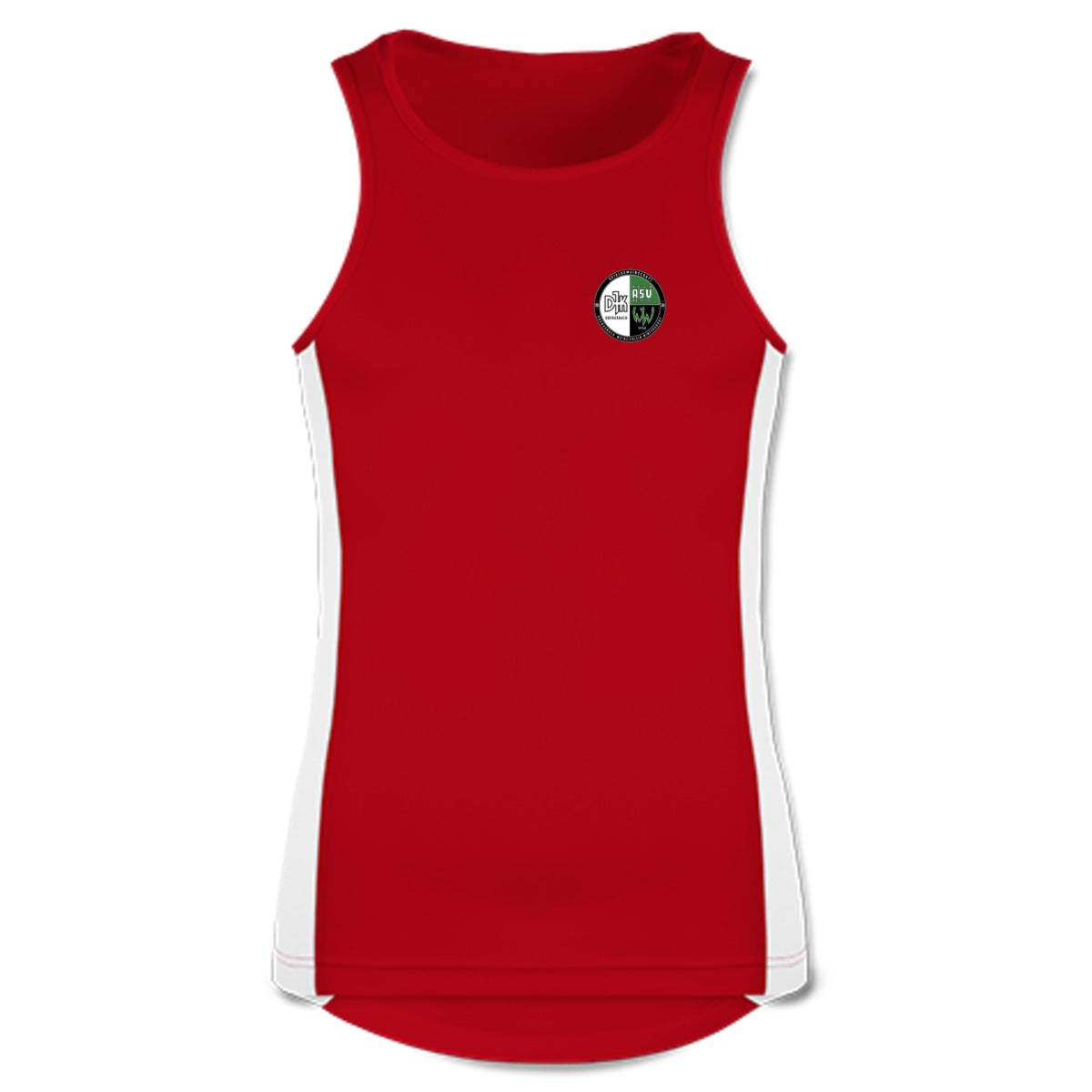 JC008-Mens-Tank – Vereinslogo herzseitig Fire Red/Arctic White Vorderseite
