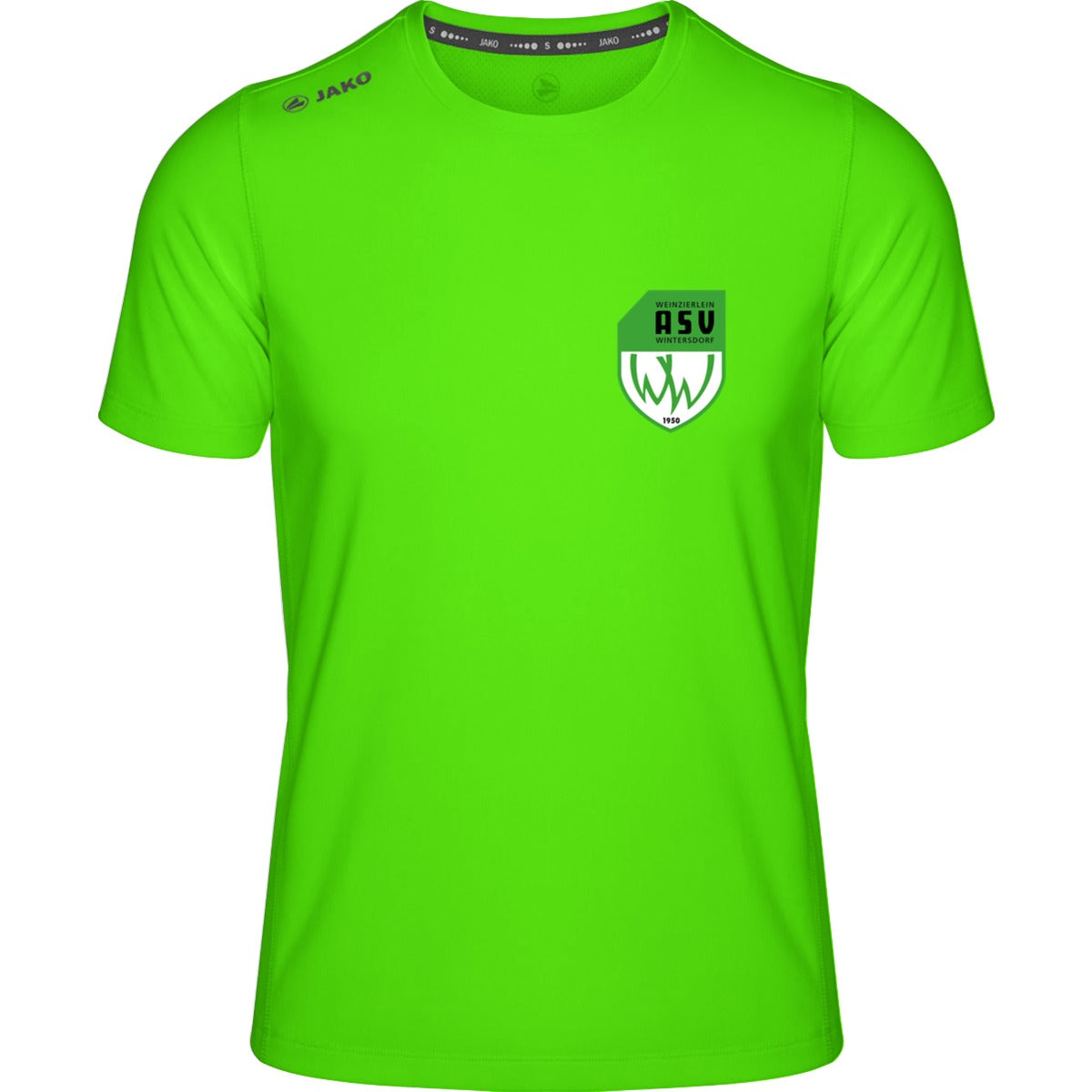Premium Laufshirt Run 2.0 Herren 6175 – ASV-Wappen herzseitig Neongruen Vorderseite