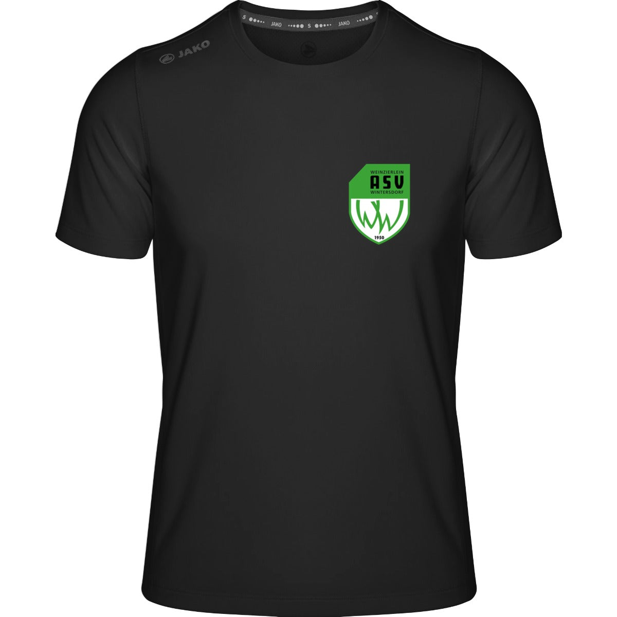 Premium Laufshirt Run 2.0 Herren 6175 – ASV-Wappen herzseitig Schwarz Vorderseite