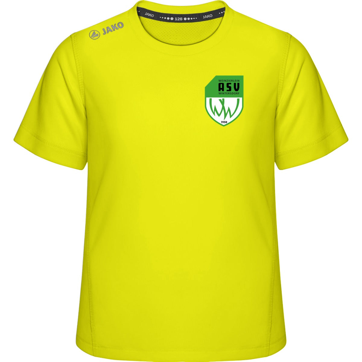 Premium Laufshirt Run 2.0 Kinder 6175K – ASV-Wappen herzseitig Neongelb Vorderseite