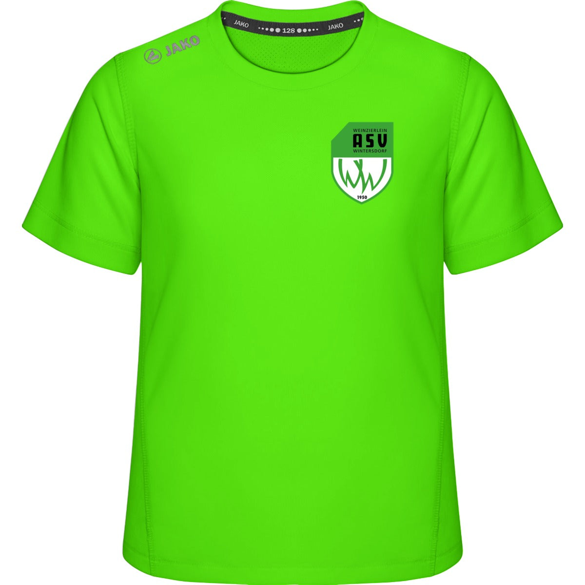 Premium Laufshirt Run 2.0 Kinder 6175K – ASV-Wappen herzseitig Neongruen Vorderseite