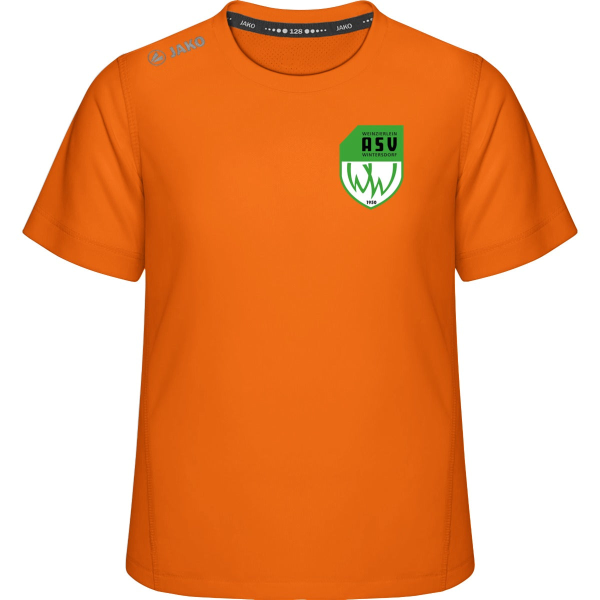 Premium Laufshirt Run 2.0 Kinder 6175K – ASV-Wappen herzseitig Neonorange Vorderseite