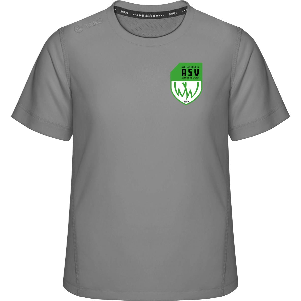 Premium Laufshirt Run 2.0 Kinder 6175K – ASV-Wappen herzseitig Steingrau Vorderseite