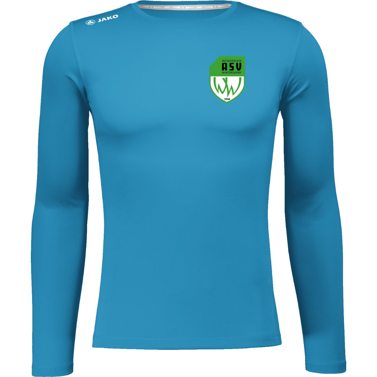 6475M-Herren-LSL – ASV-Wappen herzseitig Jako Blau Vorderseite