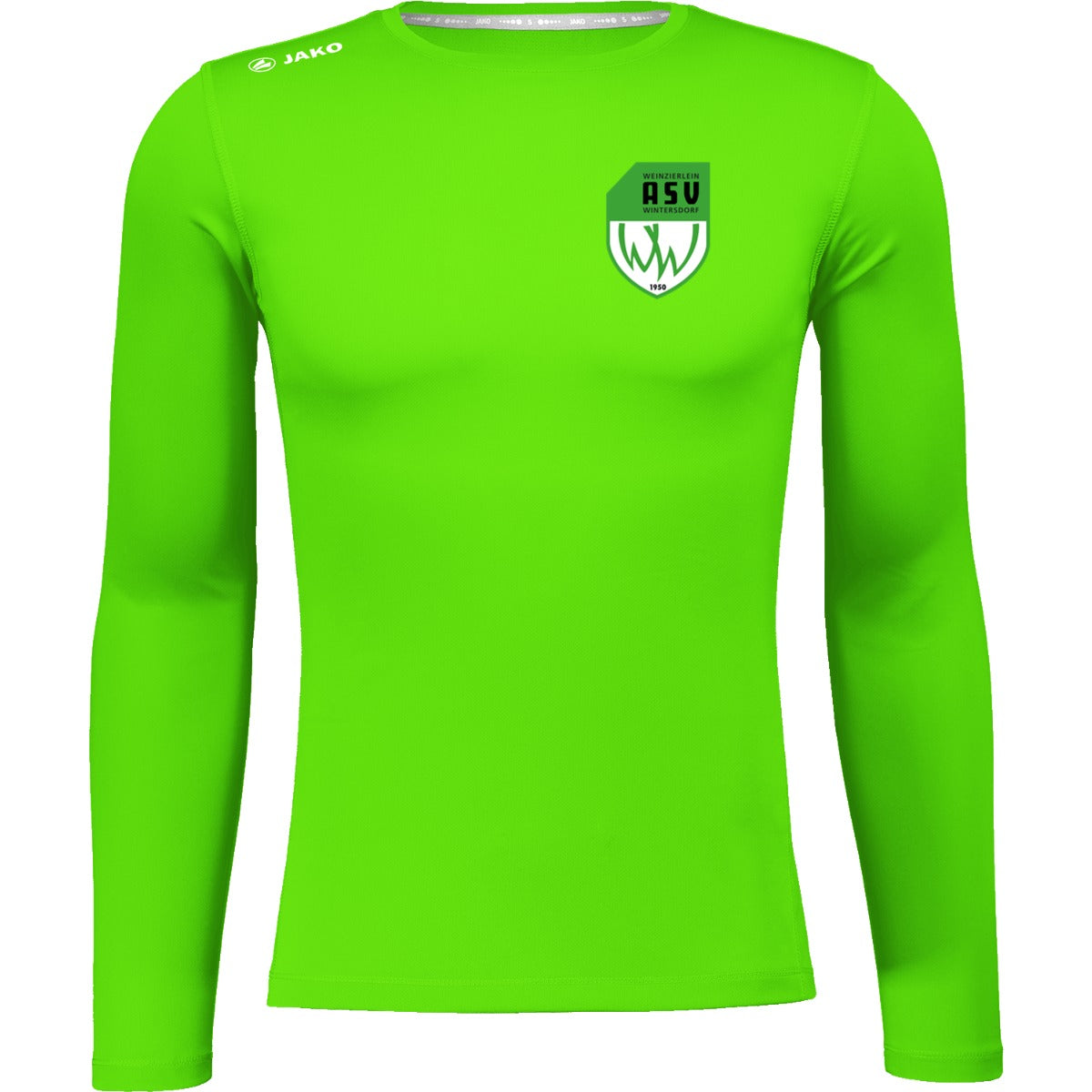 6475M-Herren-LSL – ASV-Wappen herzseitig Neongruen Vorderseite
