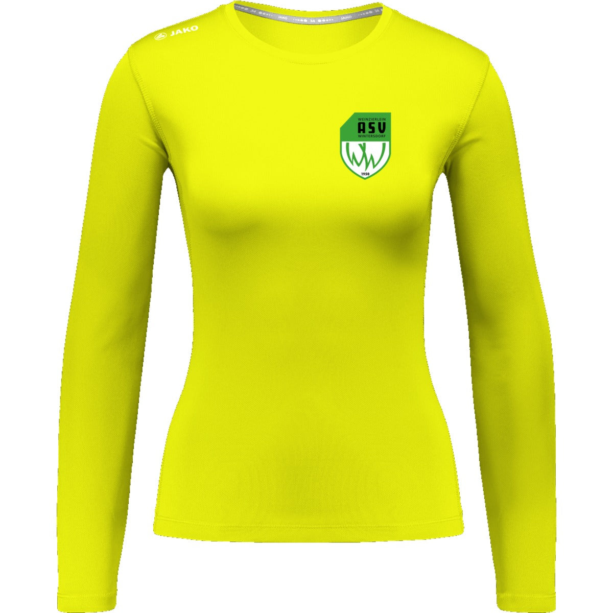 6475W-Damen-LSL – ASV-Wappen herzseitig Neongelb Vorderseite