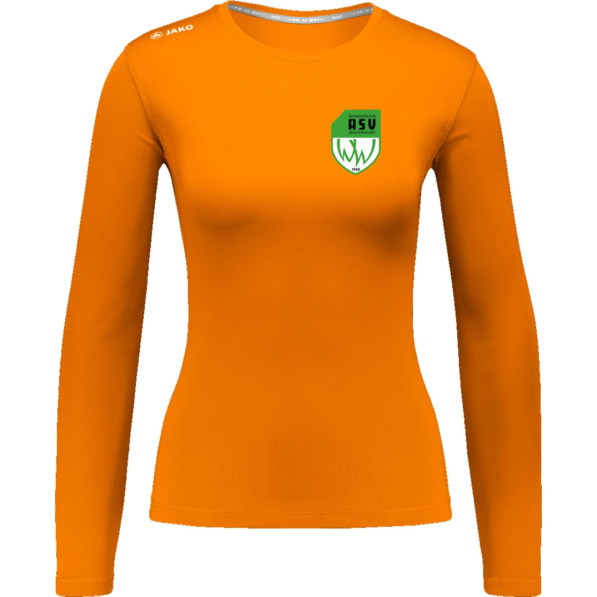 6475W-Damen-LSL – ASV-Wappen herzseitig Neonorange Vorderseite