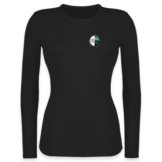 JC012-Womens-LSL – Vereinslogo herzseitig Jet Black Vorderseite