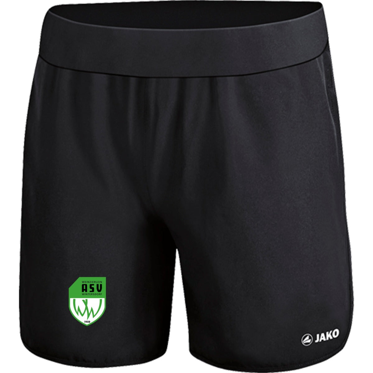 6275W-Womens-Shorts – ASV-Wappen am Bein Schwarz Vorderseite