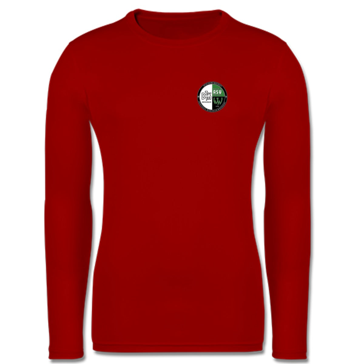 JC002-Mens-LSL – Vereinslogo herzseitig Fire Red Vorderseite