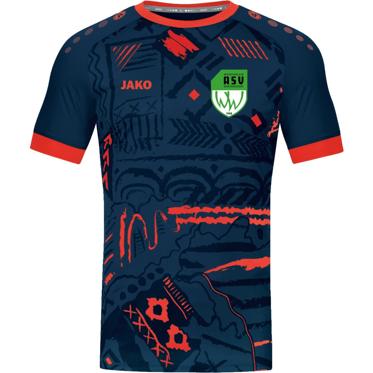 4211-Unisex-Tropicana – ASV-Wappen herzseitig Navy/Flame Vorderseite