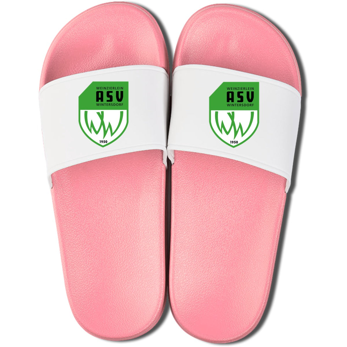 Badelatschen Schlappe BL756 – ASV-Wappen mittig groß Rosa/Weiß Vorderseite