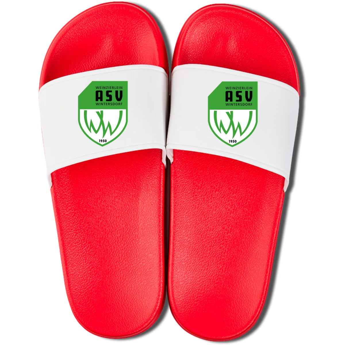 Badelatschen Schlappe BL756 – ASV-Wappen mittig groß Rot/Weiß Vorderseite