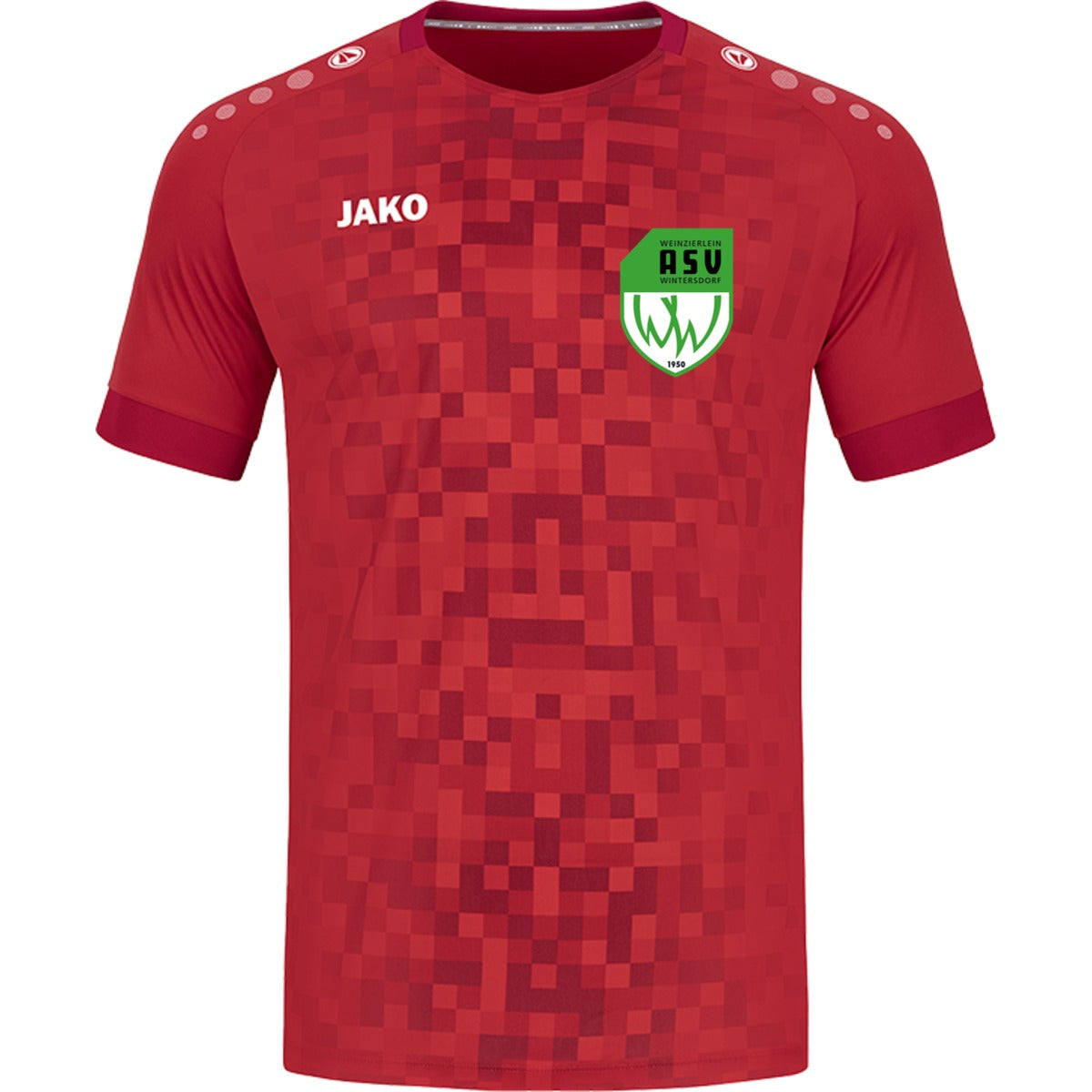4241-Jako-Pixel-Unisex – ASV-Wappen herzseitig Sportrot Vorderseite