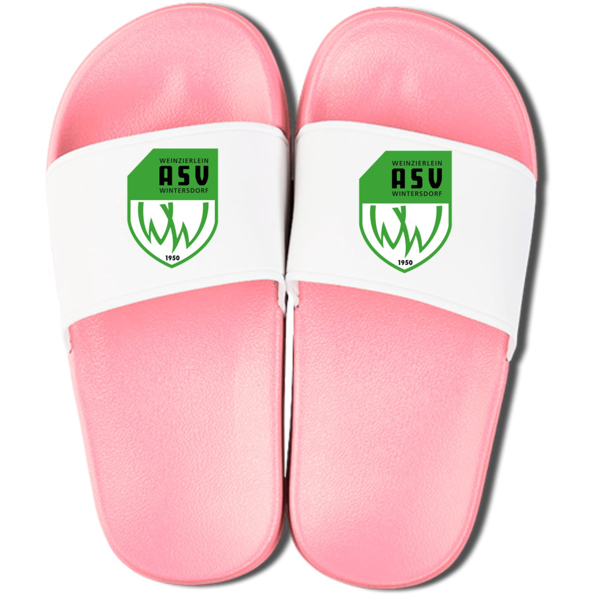 ADLK-Kids-Slides – ASV-Wappen mittig groß Rosa/Weiß Vorderseite