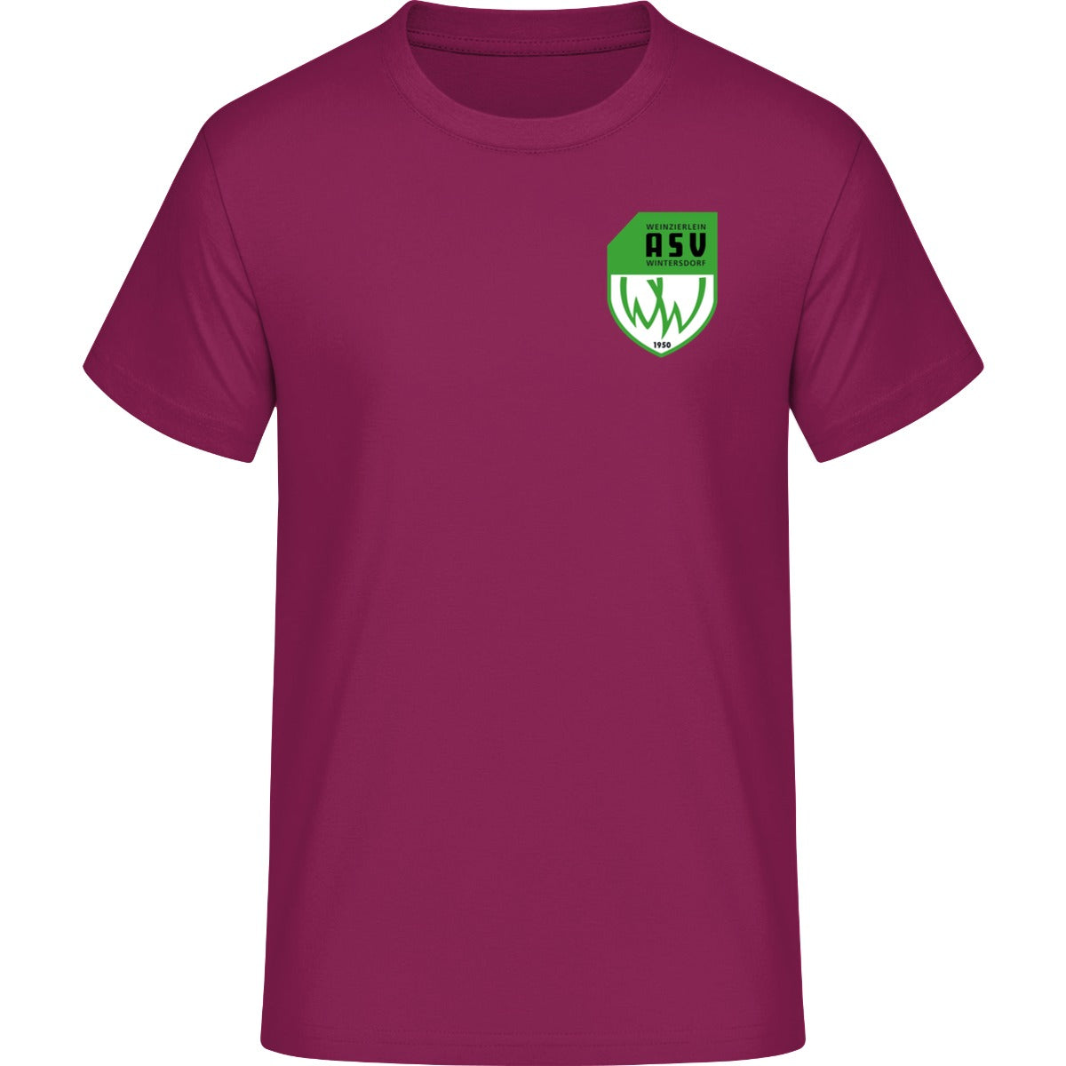 B&C #E190 T-Shirt Men – ASV-Wappen herzseitig Burgundy Vorderseite