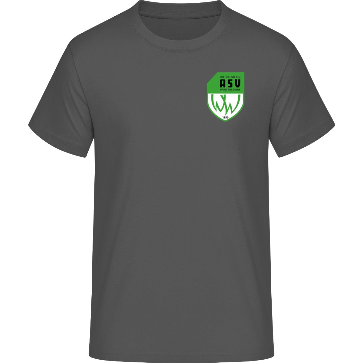 B&C #E190 T-Shirt Men – ASV-Wappen herzseitig Dark Grey Vorderseite