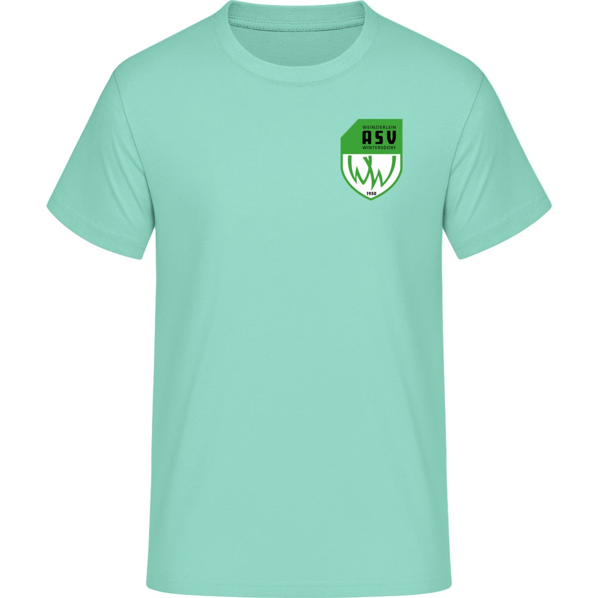 B&C #E190 T-Shirt Men – ASV-Wappen herzseitig Milenial Mint Vorderseite
