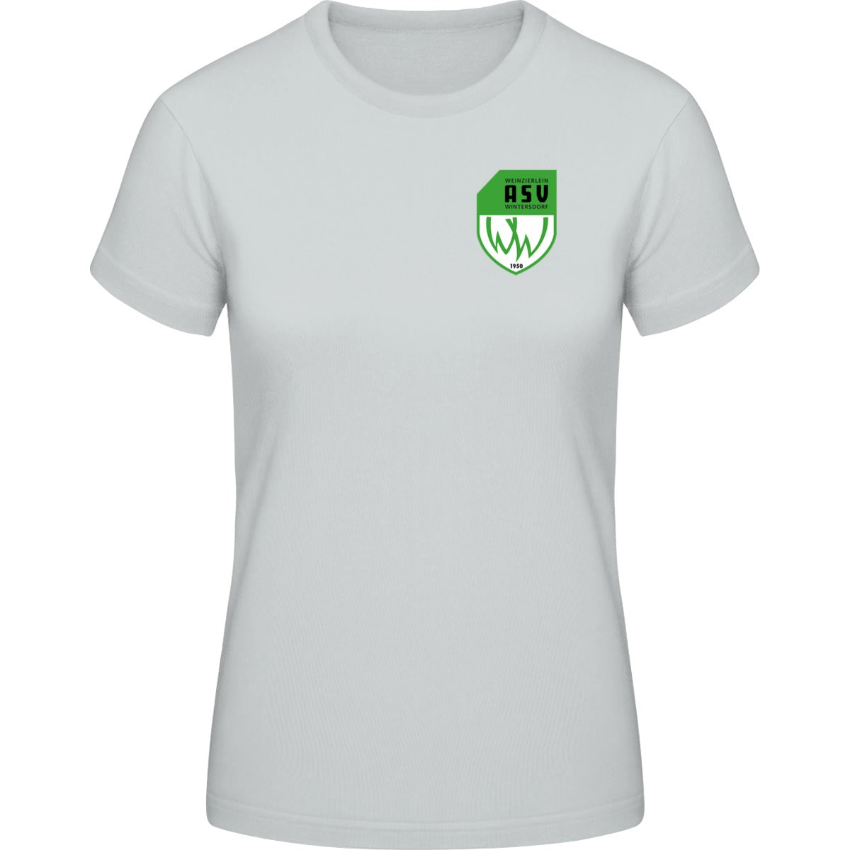 B&C #E190 T-Shirt Women – ASV-Wappen herzseitig Pacific Grey Vorderseite
