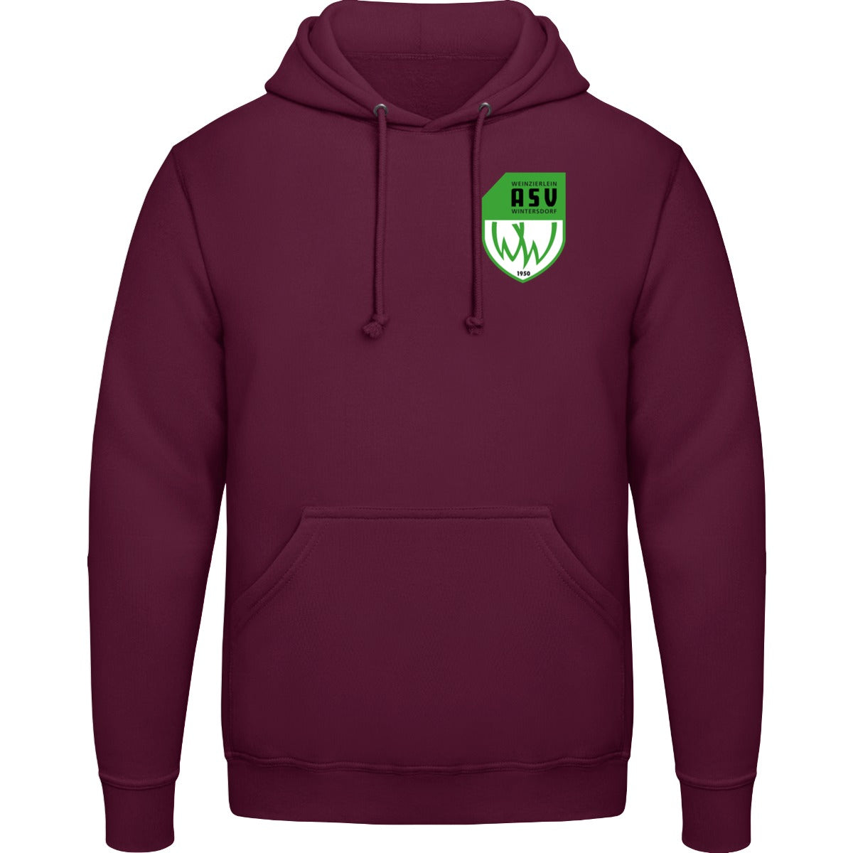 College Hoodie JH001 – ASV-Wappen herzseitig Burgundy Vorderseite