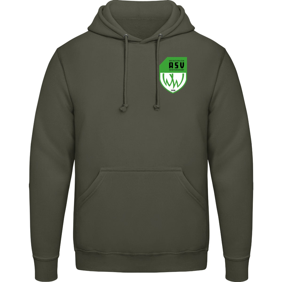 College Hoodie JH001 – ASV-Wappen herzseitig Combat Green Vorderseite