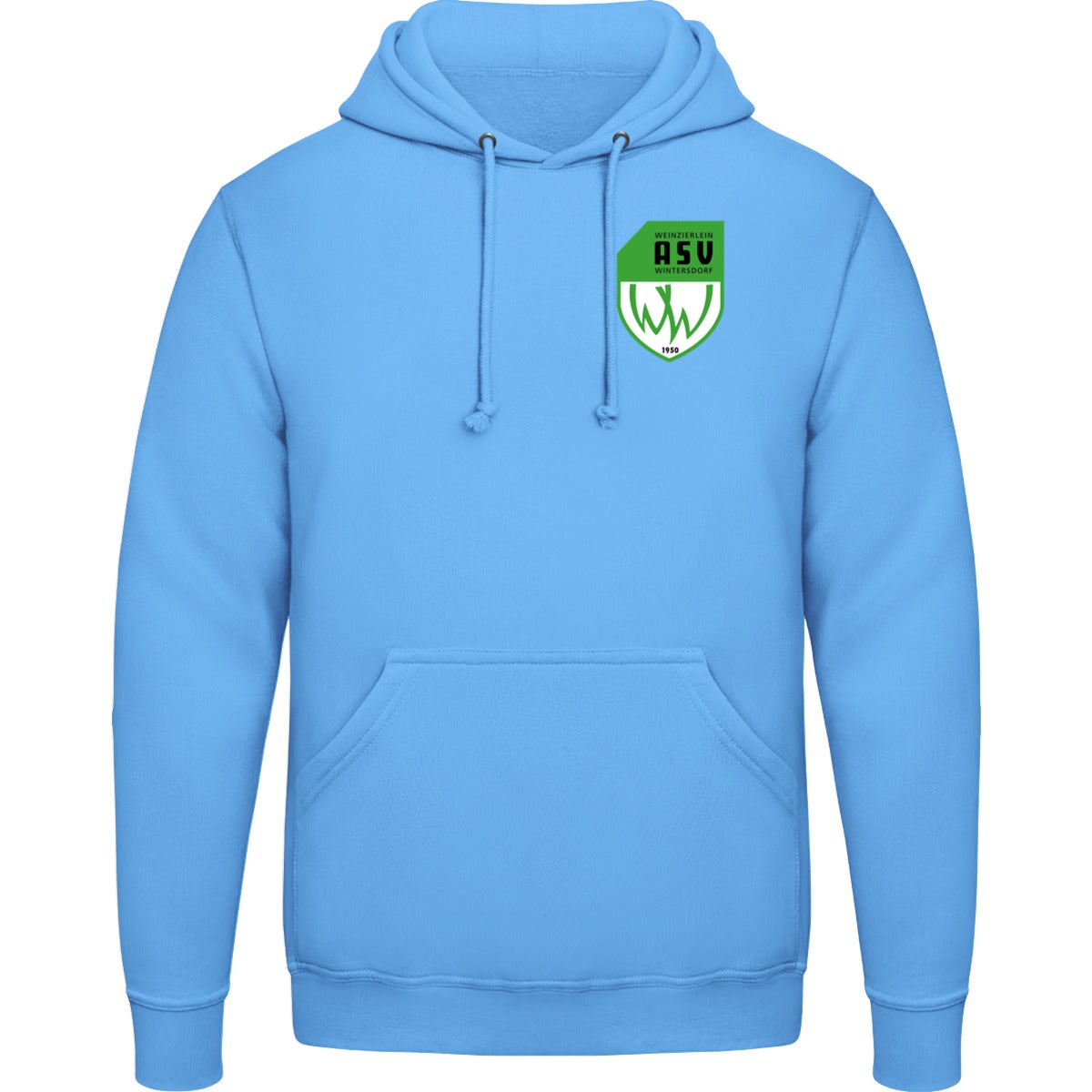 College Hoodie JH001 – ASV-Wappen herzseitig Cornflower Blue Vorderseite
