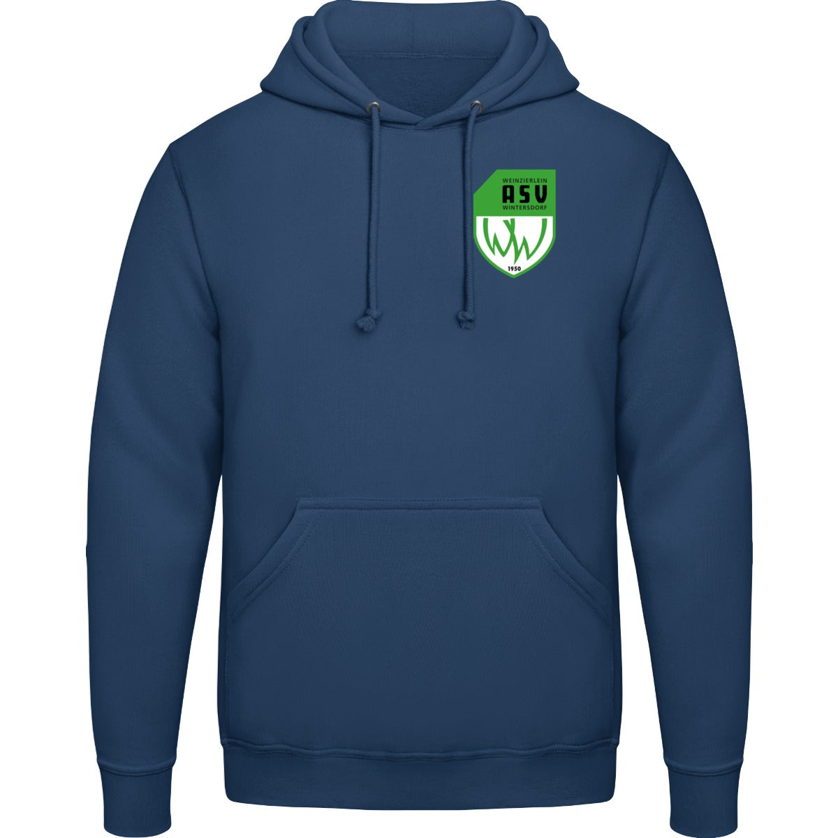 College Hoodie JH001 – ASV-Wappen herzseitig Denim Blue Vorderseite