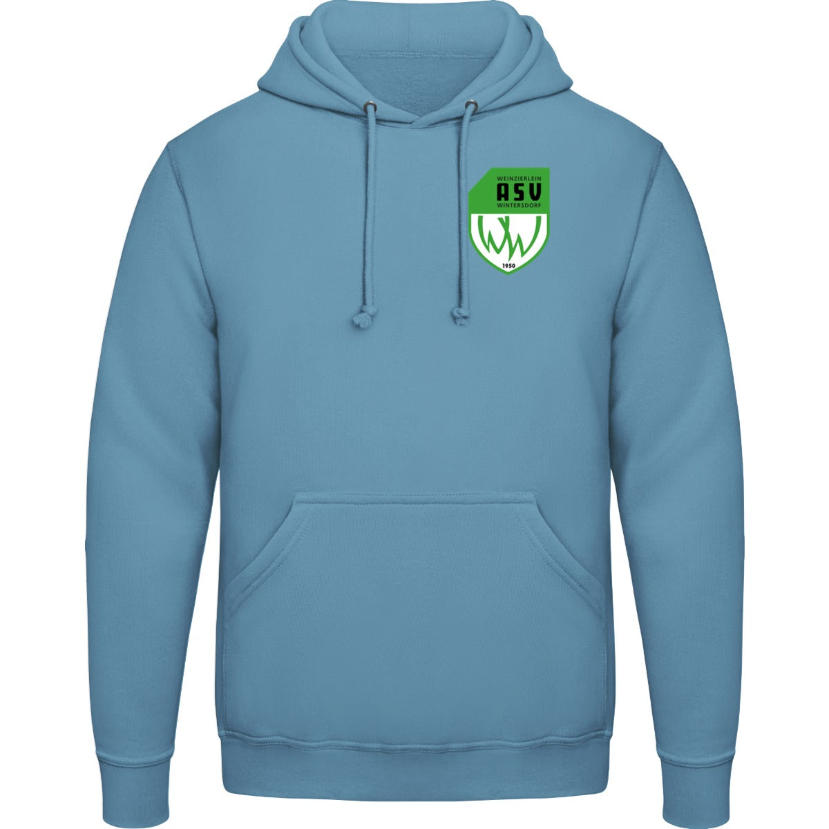 College Hoodie JH001 – ASV-Wappen herzseitig Dusty Blue Vorderseite