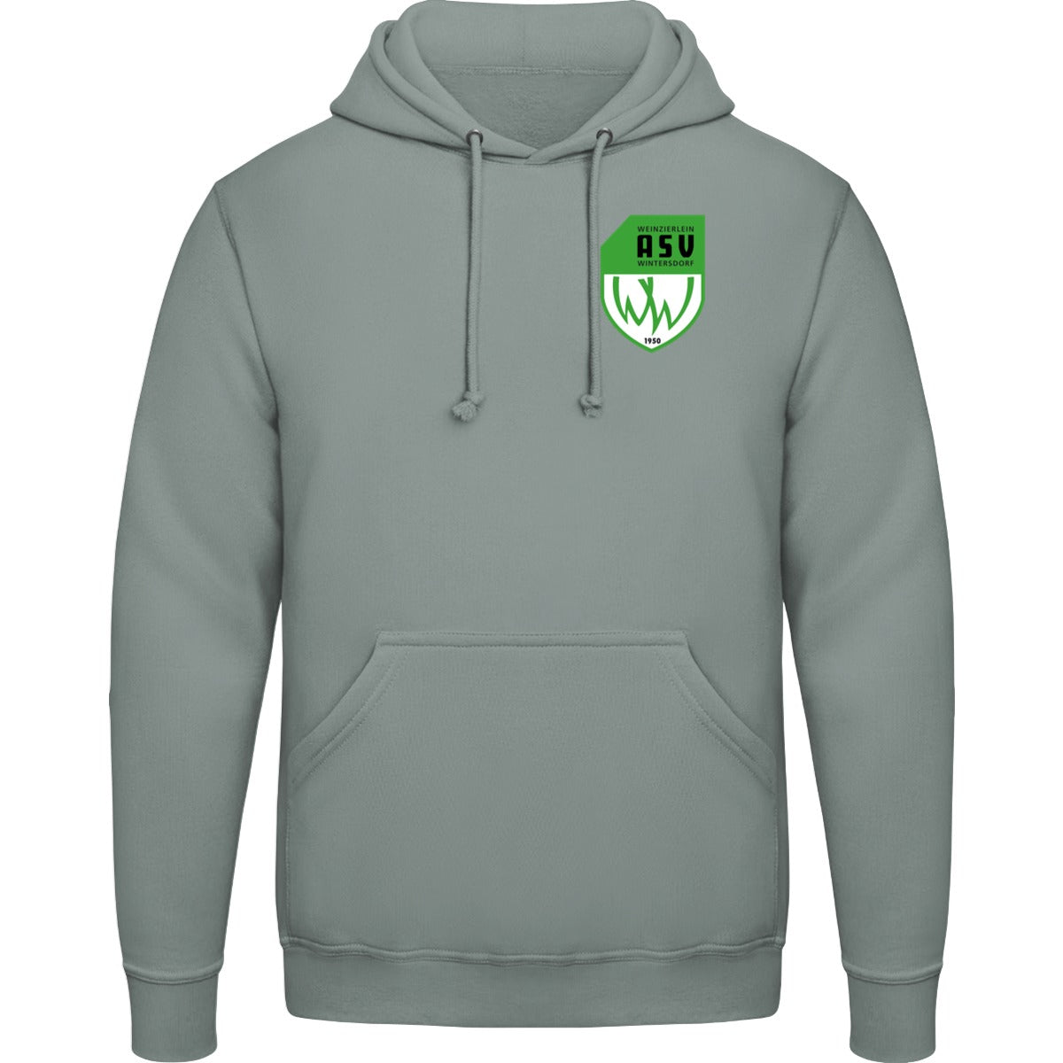 College Hoodie JH001 – ASV-Wappen herzseitig Dusty Green Vorderseite