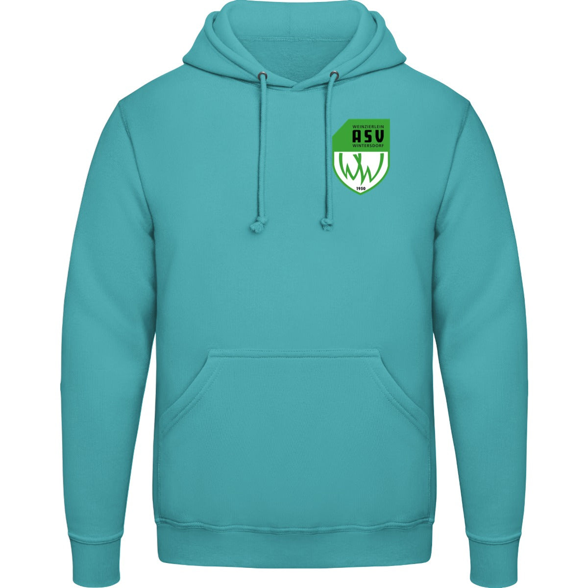College Hoodie JH001 – ASV-Wappen herzseitig Hawaiian Blue Vorderseite