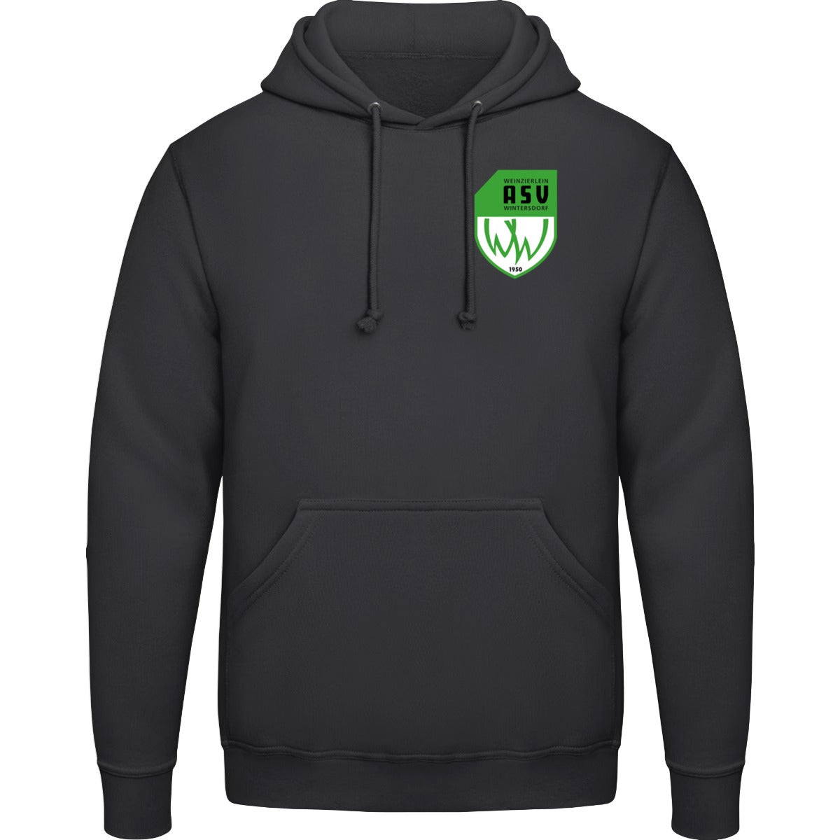College Hoodie JH001 – ASV-Wappen herzseitig Jet Black Vorderseite