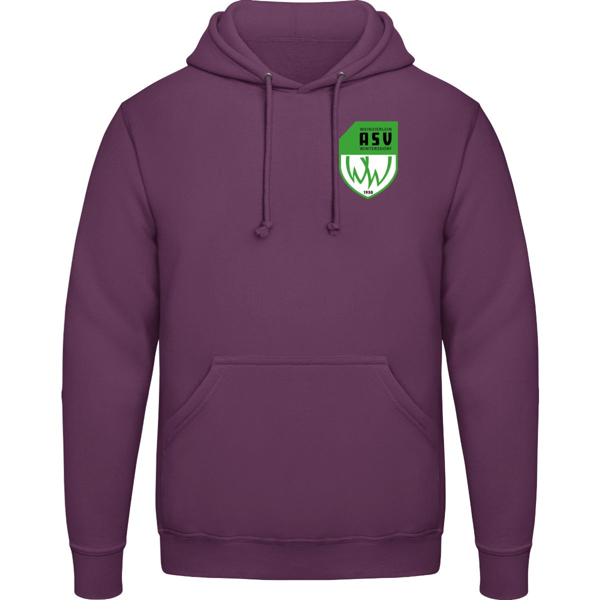 College Hoodie JH001 – ASV-Wappen herzseitig Plum Vorderseite