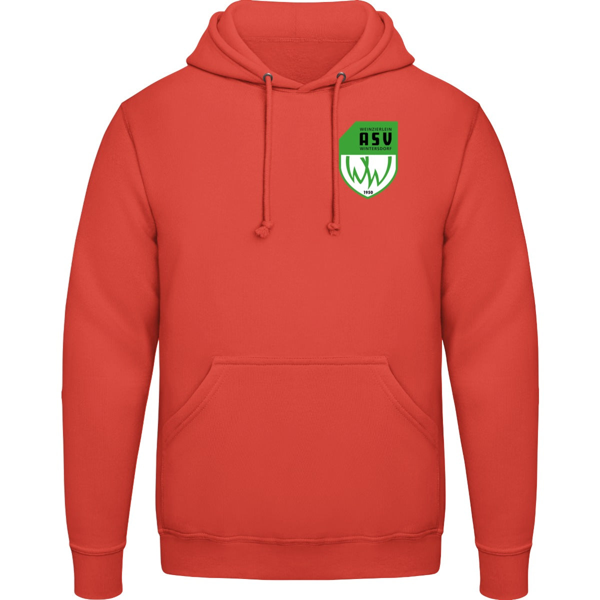 College Hoodie JH001 – ASV-Wappen herzseitig Sunset Orange Vorderseite