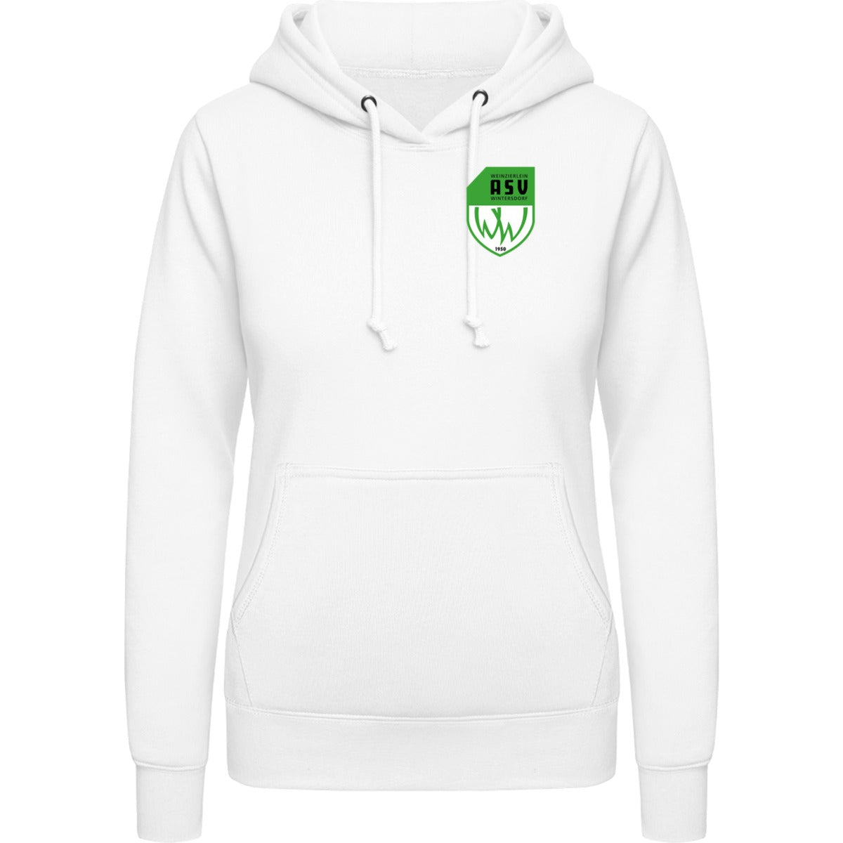College Hoodie Women JH001F – ASV-Wappen herzseitig Arctic White Vorderseite
