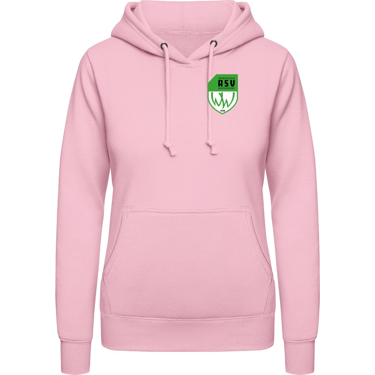 College Hoodie Women JH001F – ASV-Wappen herzseitig Baby Pink Vorderseite