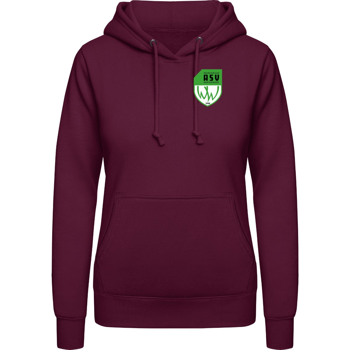 College Hoodie Women JH001F – ASV-Wappen herzseitig Burgundy Vorderseite