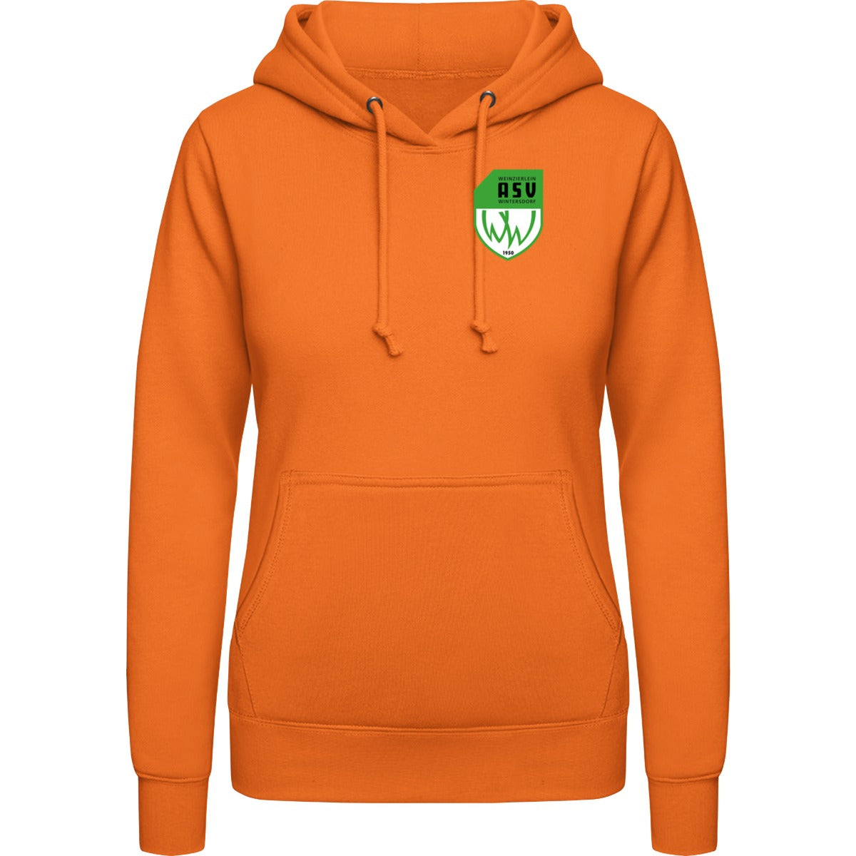 College Hoodie Women JH001F – ASV-Wappen herzseitig Orange Crush Vorderseite