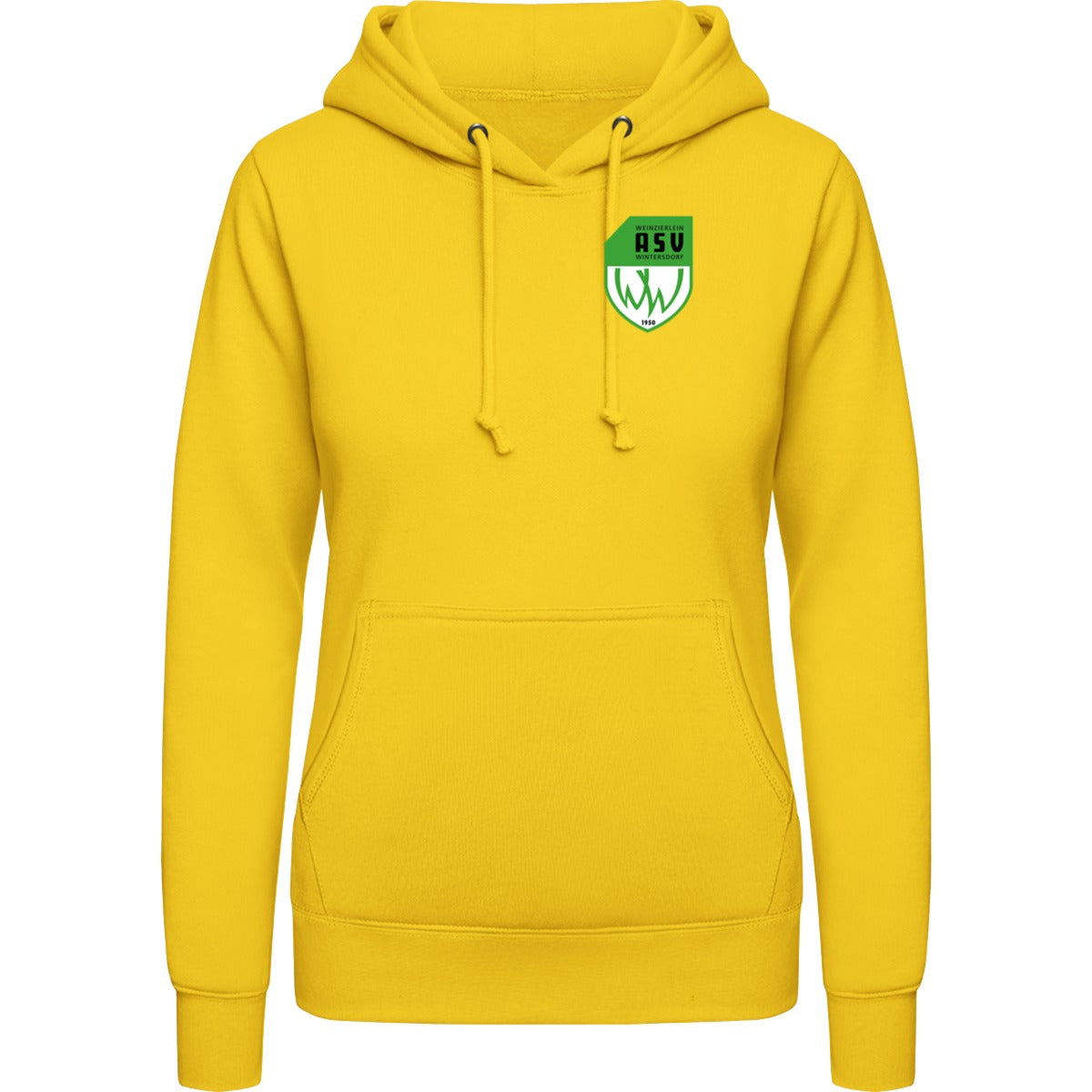 College Hoodie Women JH001F – ASV-Wappen herzseitig Sun Yellow Vorderseite