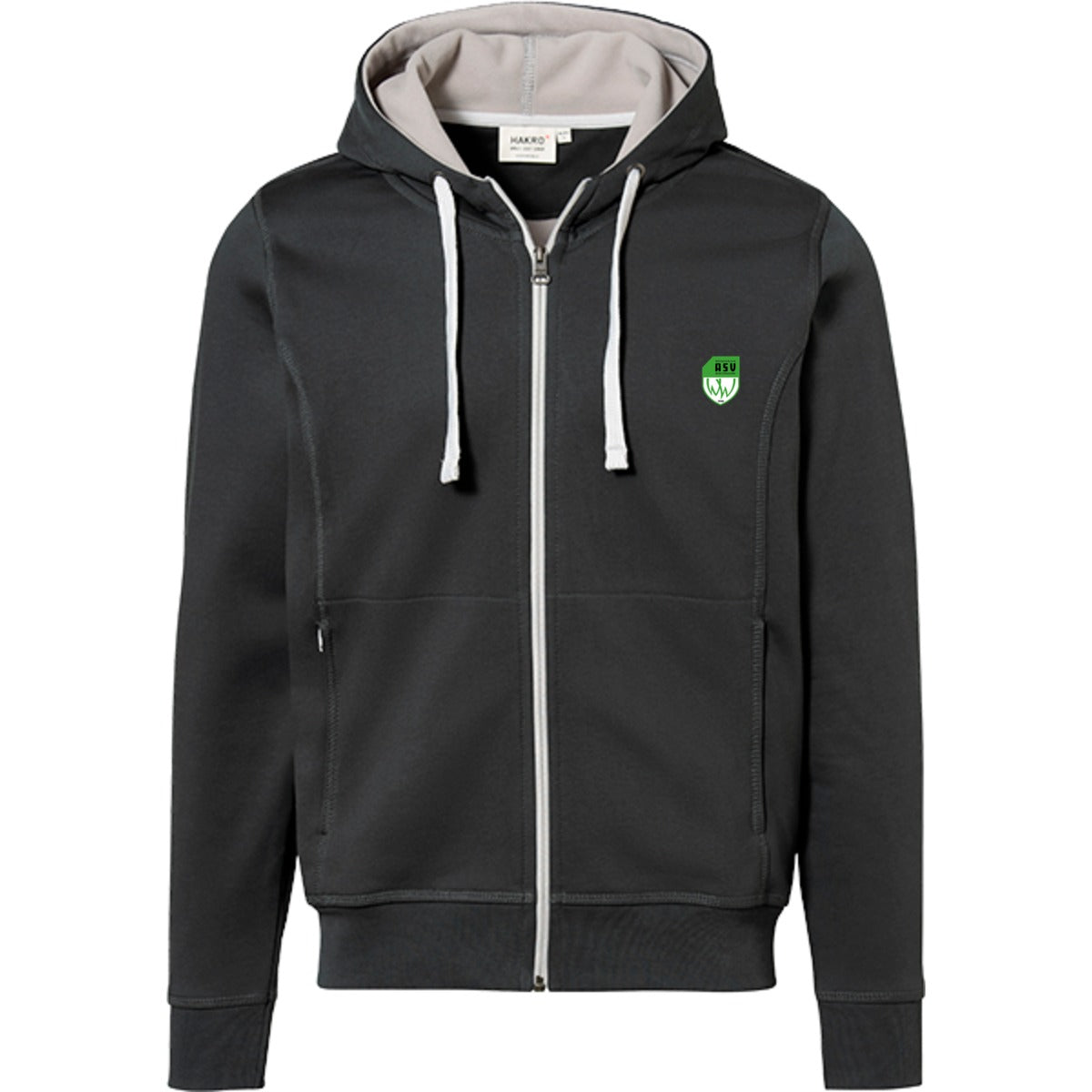 NO. 455 HAKRO KAPUZENJACKE BONDED – ASV-Wappen herzseitig Anthrazit/Silber Vorderseite