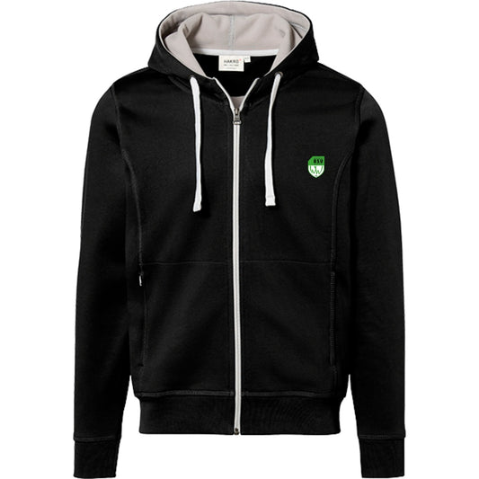 NO. 455 HAKRO KAPUZENJACKE BONDED – ASV-Wappen herzseitig Schwarz/Silber Vorderseite