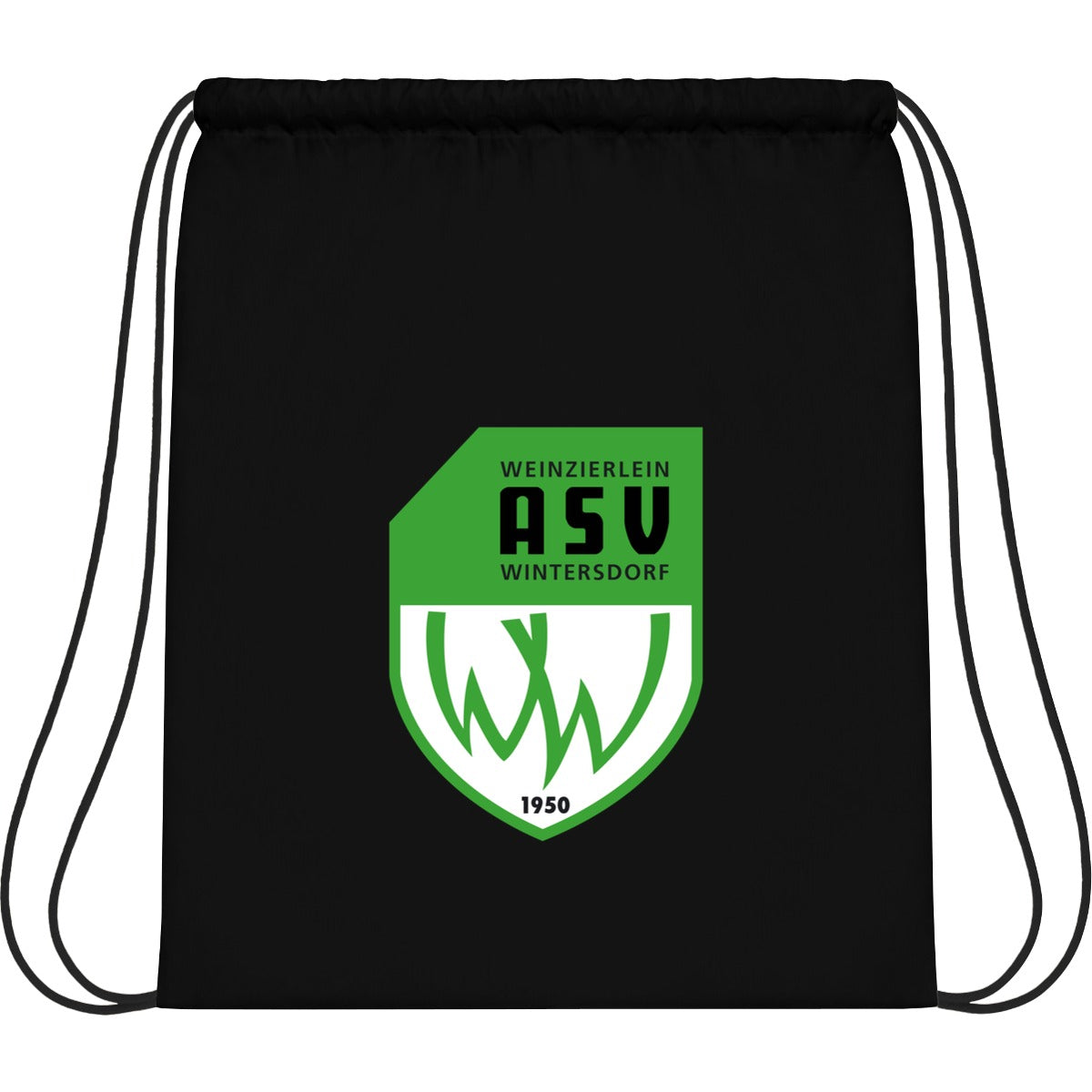 WM110-Cotton-Gymsac – ASV-Wappen mittig groß Black/Black Vorderseite
