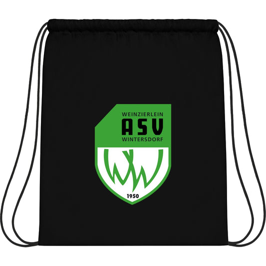 WM110-Cotton-Gymsac – ASV-Wappen mittig groß Black/Black Vorderseite