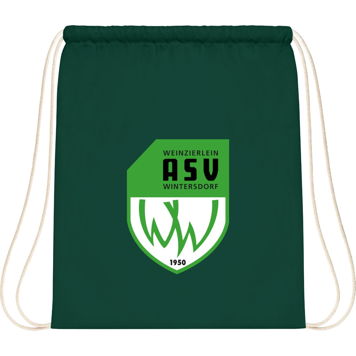 WM110-Cotton-Gymsac – ASV-Wappen mittig groß Bottle Green Vorderseite