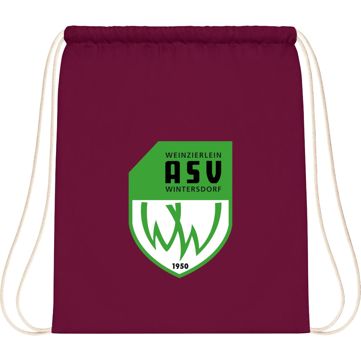 WM110-Cotton-Gymsac – ASV-Wappen mittig groß Burgundy Vorderseite