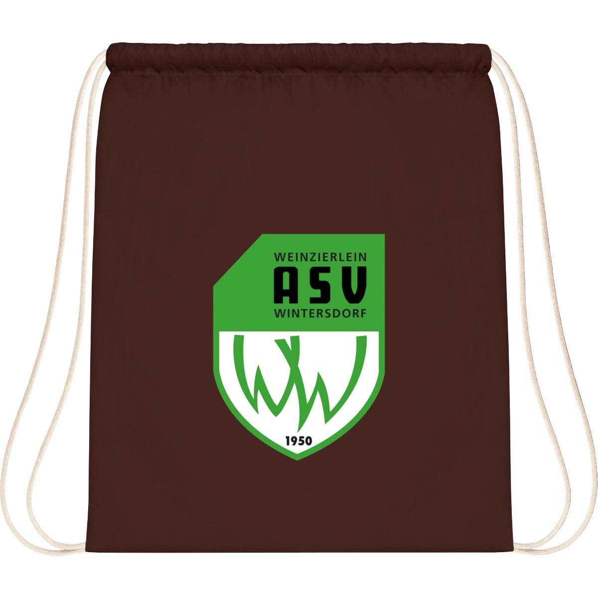 WM110-Cotton-Gymsac – ASV-Wappen mittig groß Chocolate Vorderseite