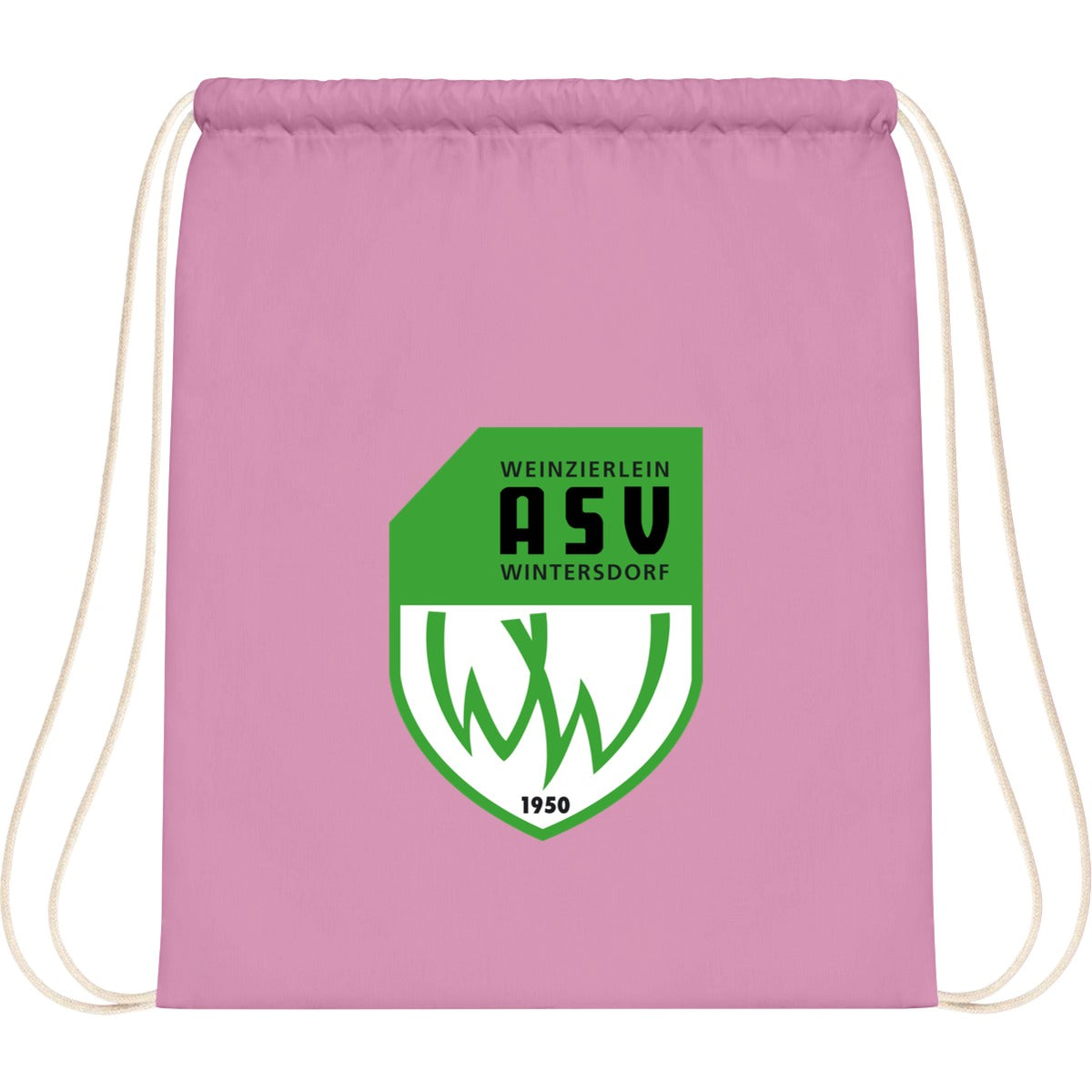WM110-Cotton-Gymsac – ASV-Wappen mittig groß Classic Pink/White Vorderseite