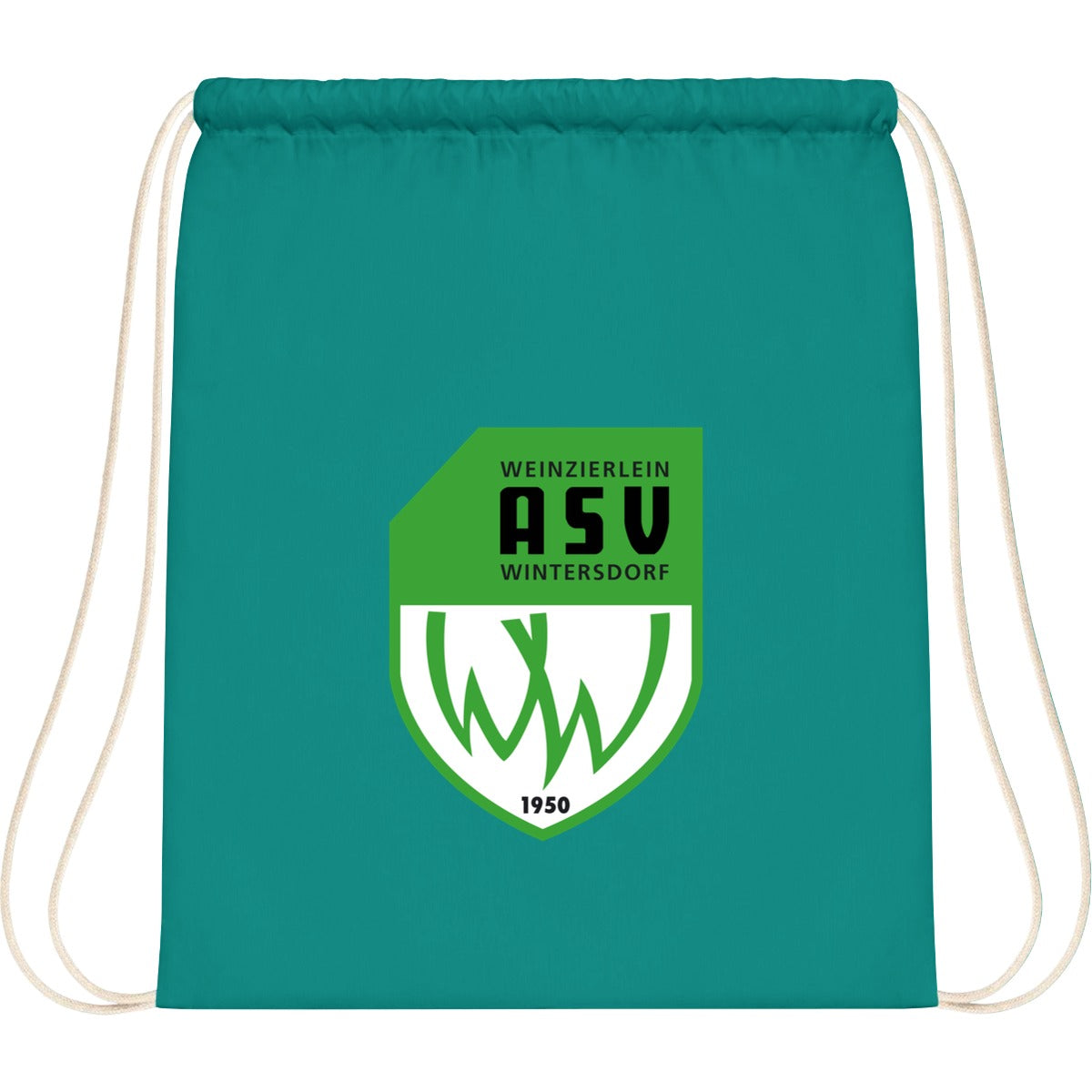 WM110-Cotton-Gymsac – ASV-Wappen mittig groß Emerald Vorderseite