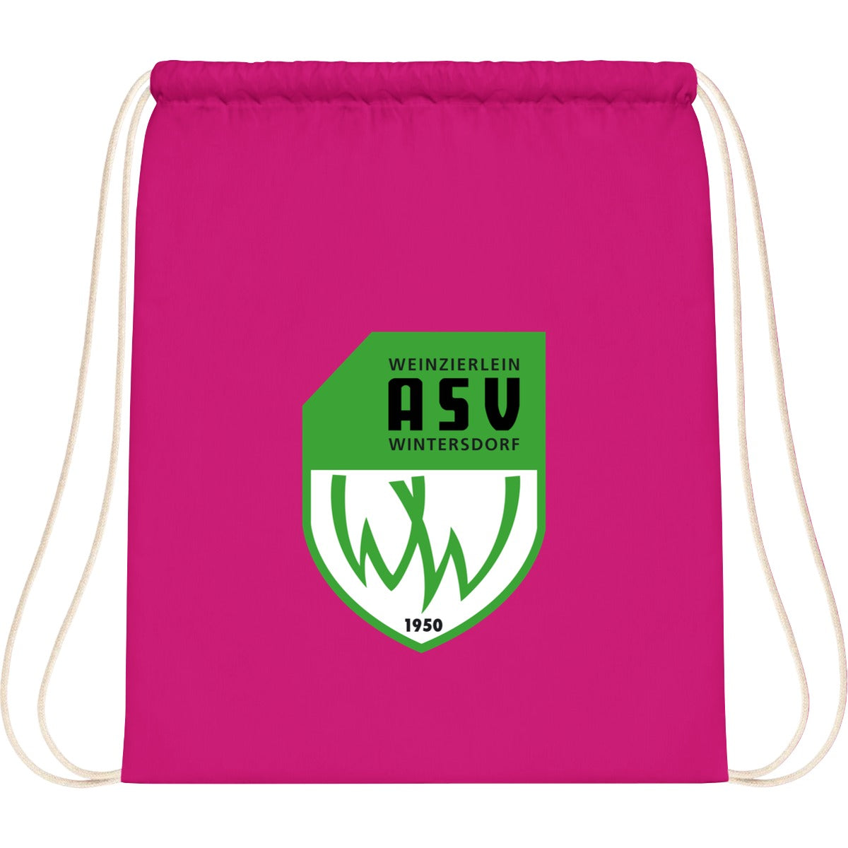 WM110-Cotton-Gymsac – ASV-Wappen mittig groß Fuchsia Vorderseite